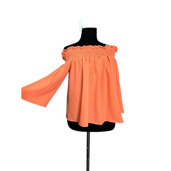 Glam orange 3/4 sleeves off shoulder crop top size Large - Picture 8 of 11